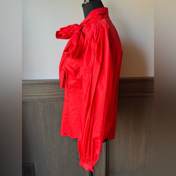 New York & Company Red Tie-Neck Balloon Sleeve Blouse NWT Medium - Picture 6 of 8